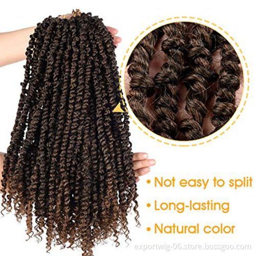 Pre-twisted Passion Twist Crochet Braiding Hair Extension Ombre Color Synthetic Fiber Pre-looped Passion Twist Braids